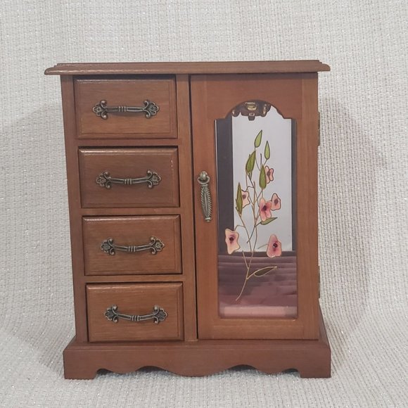 SOLD Vintage Jewelry Box Cabinet Wood